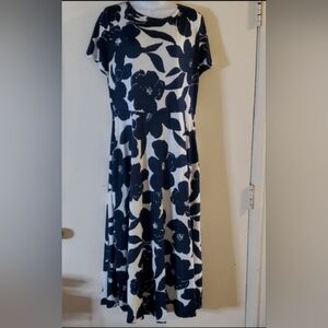 Navy Floral Women's Midi Dress
